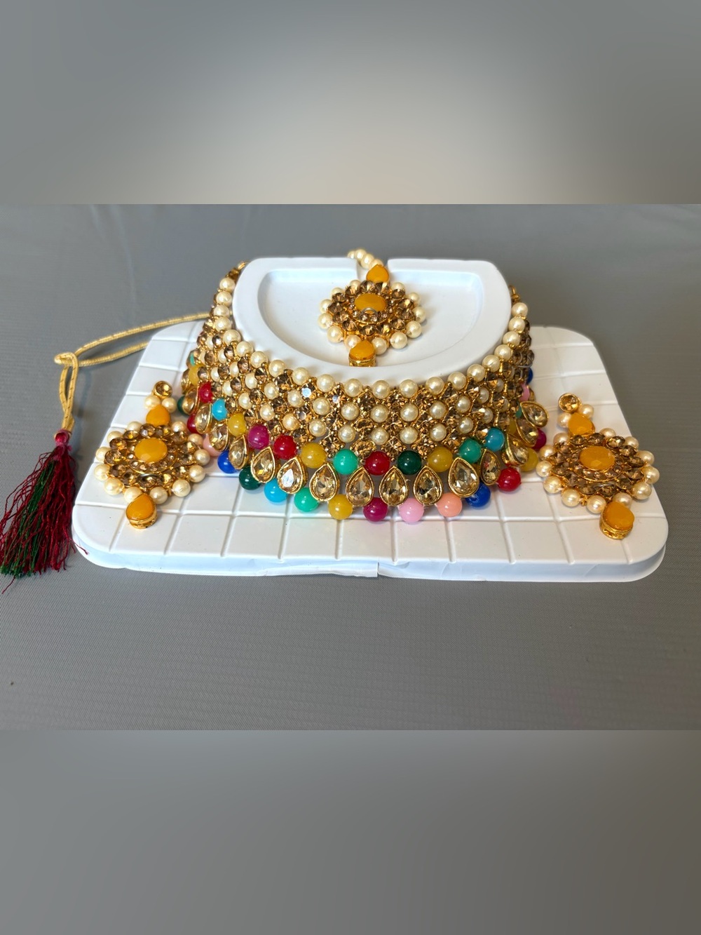 Indian Multi-Color Pearl and Kundan Choker Necklace
